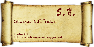 Stoics Nándor névjegykártya